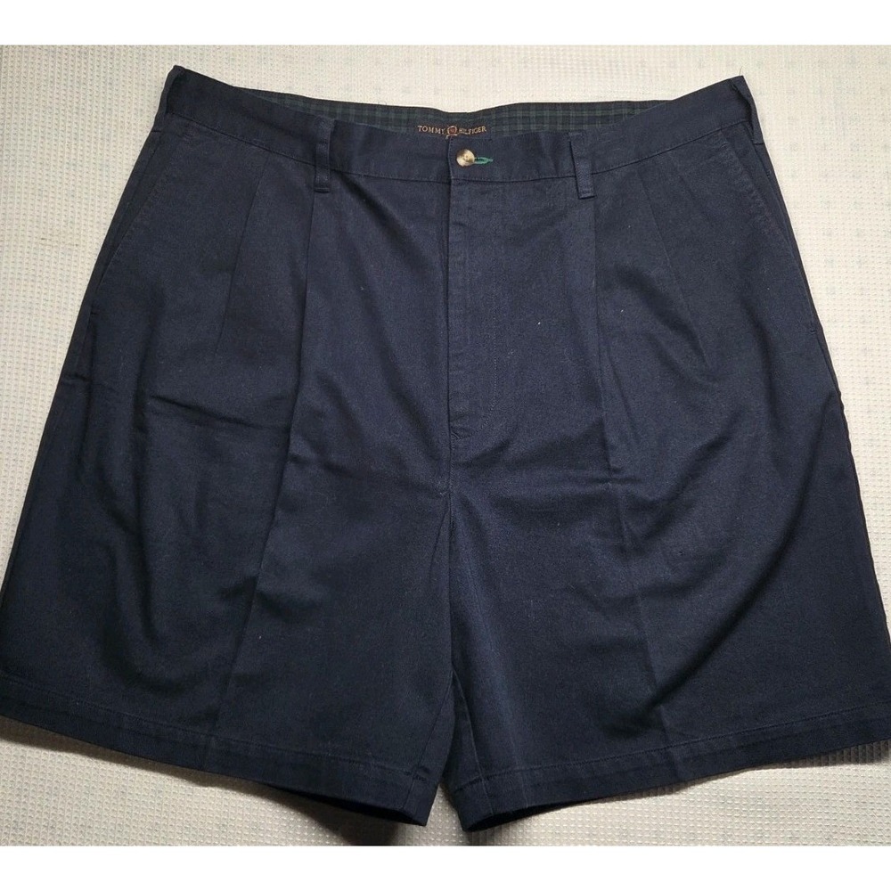 Men's Tommy Hilfiger Golf Shorts Size 40 Blue Tweed Pleated Chino
